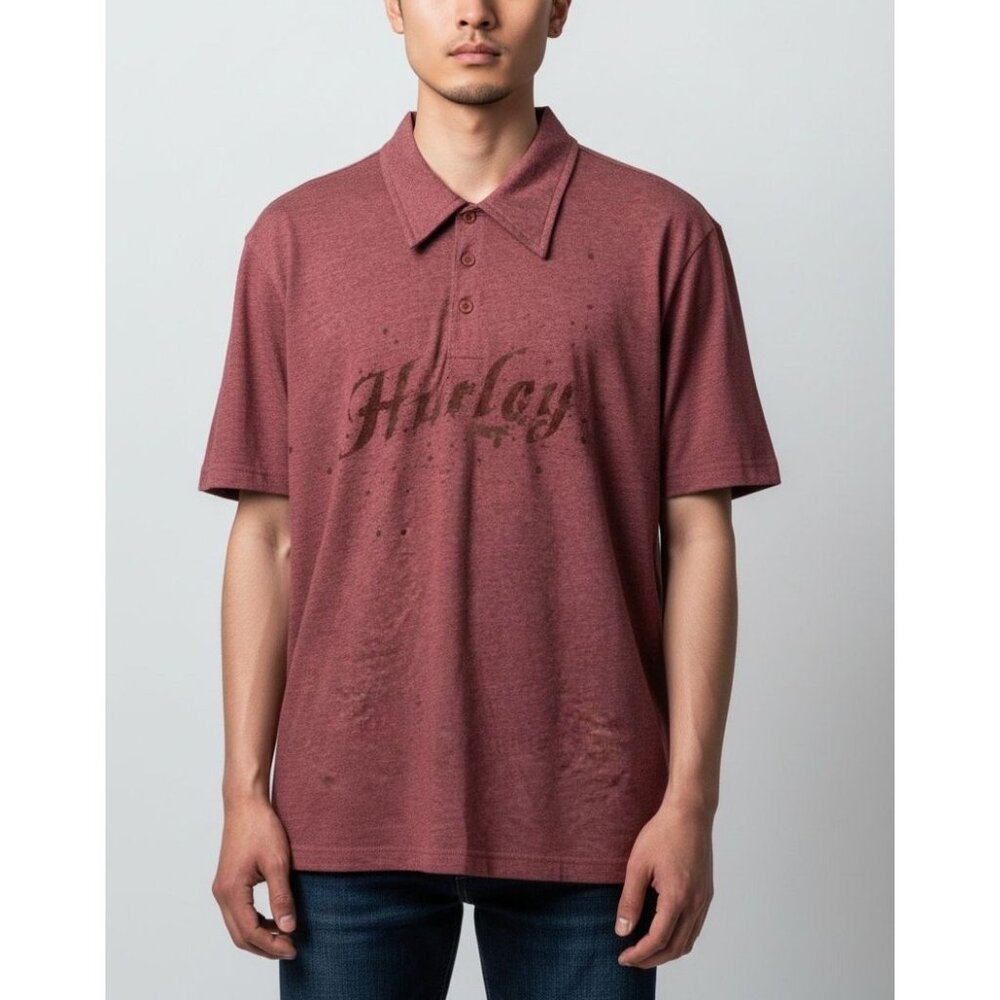 Hurley Mens Red Polo Shirt Size M Cotton Blend Short Sleeve Casual Wear